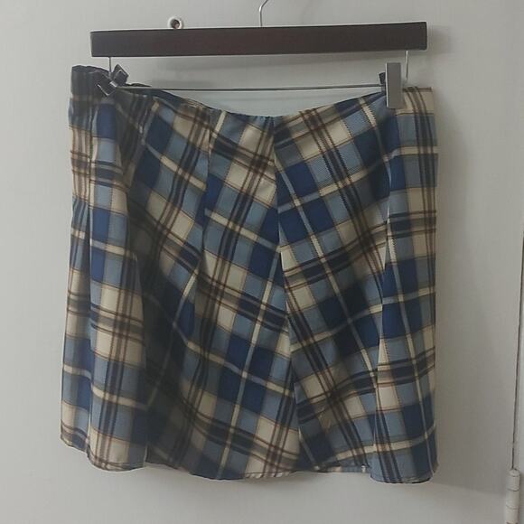 Shein Plaid Print High Waist Zip Up Mini Skirt XL Academia Twee Classic Preppy - Picture 1 of 8
